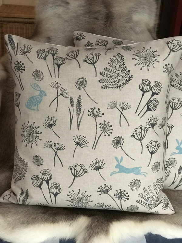 Hare Meadow Seedhead Print Cushion - Image 2