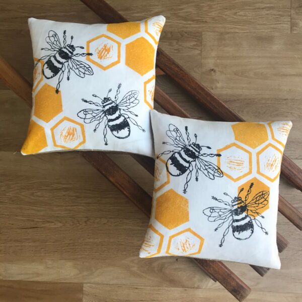 Bee & Honeycomb Print Cushion - Image 4