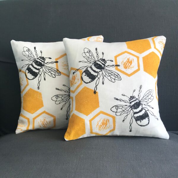 Bee & Honeycomb Print Cushion - Image 3
