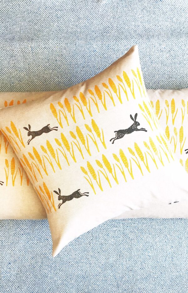 Harvest Hare Print Cushion