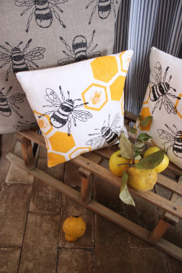 Bee & Honeycomb Print Cushion - Image 2