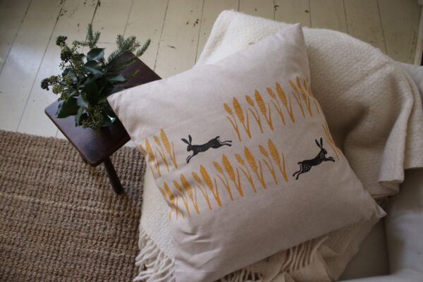 Harvest Hare Print Cushion - Image 2