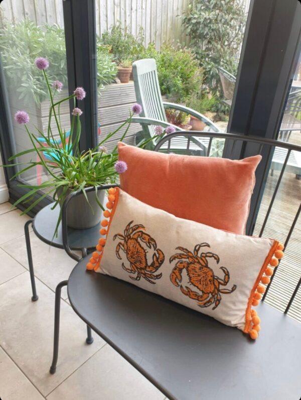 Crab Pom Pom Mini Bolster Cushion - Image 3