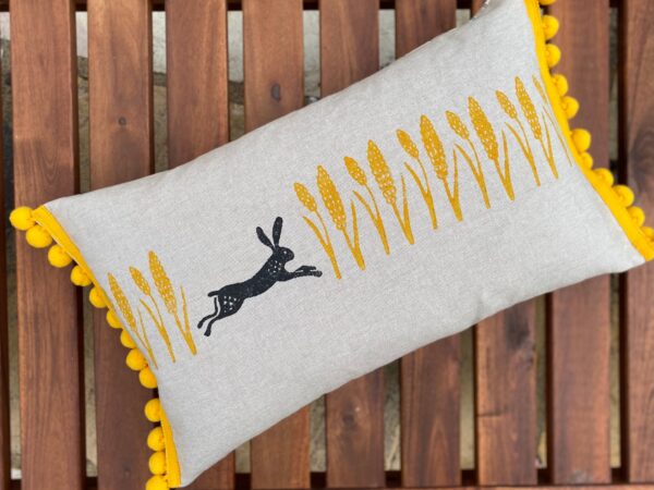 Fox and Hare Pom Pom Bolster Cushion - Image 4