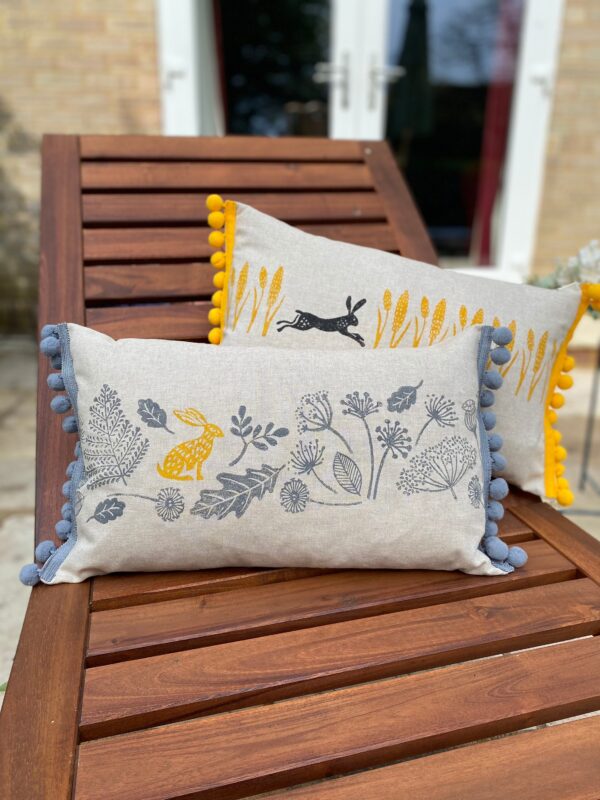 Fox and Hare Pom Pom Bolster Cushion