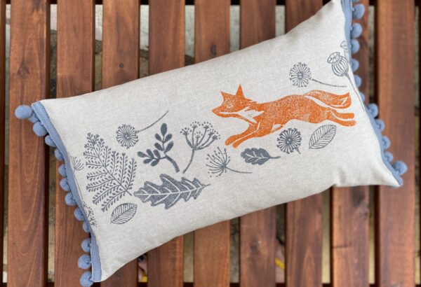 Fox and Hare Pom Pom Bolster Cushion - Image 5