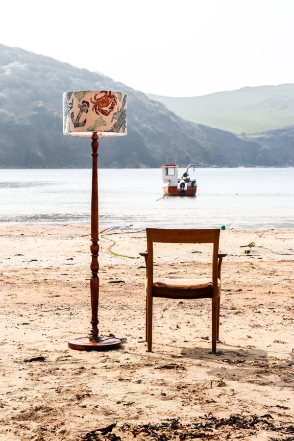 Rockpool 40cm Diameter Lampshade - Printed with Lobsters Crabs Anchors & Seaweed - Image 2