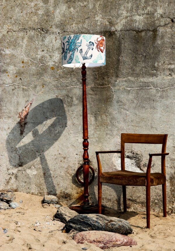 Rockpool 40cm Diameter Lampshade - Printed with Lobsters Crabs Anchors & Seaweed - Image 4
