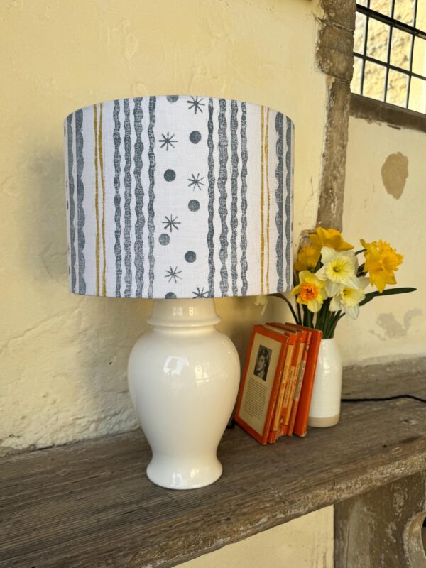 Sudbourne Blue Gold Drum Lampshade - Image 2