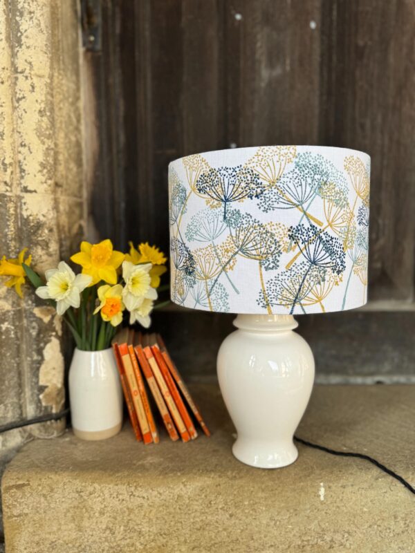 Spring Gold Cow Parsley Drum Lampshade