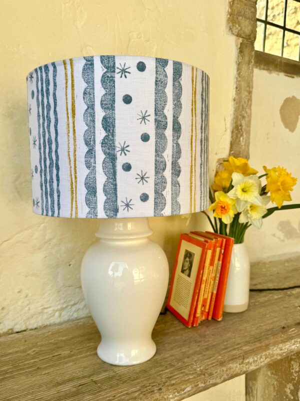 Sudbourne Blue Gold Drum Lampshade