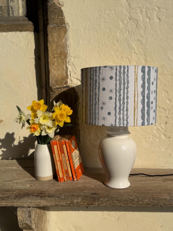 Sudbourne Blue Gold Drum Lampshade - Image 3