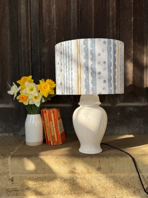 Sudbourne Blue Gold Drum Lampshade - Image 4