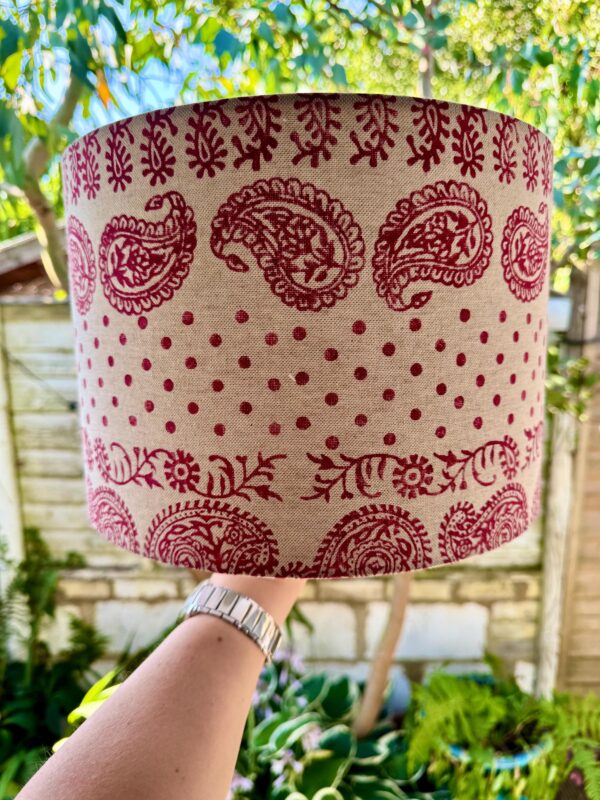 Ex-Display Pink Paisley Dot Printed Drum Lampshade