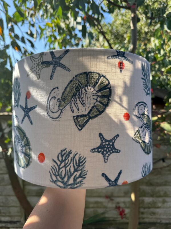 Ex-Display Shrimp Printed Drum Lampshade