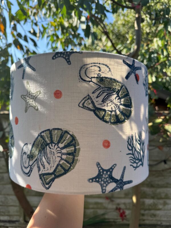 Ex-Display Shrimp Printed Drum Lampshade - Image 2