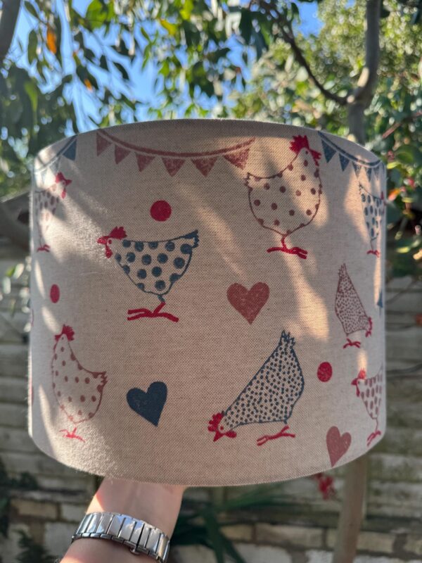 Ex-Display Chickens Printed Drum Lampshade - Image 2