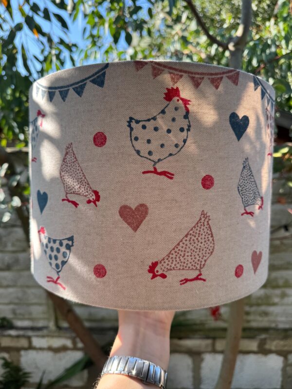 Ex-Display Chickens Printed Drum Lampshade - Image 4