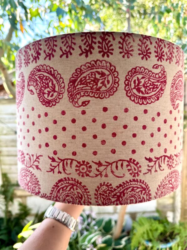 Ex-Display Pink Paisley Dot Printed Drum Lampshade - Image 2