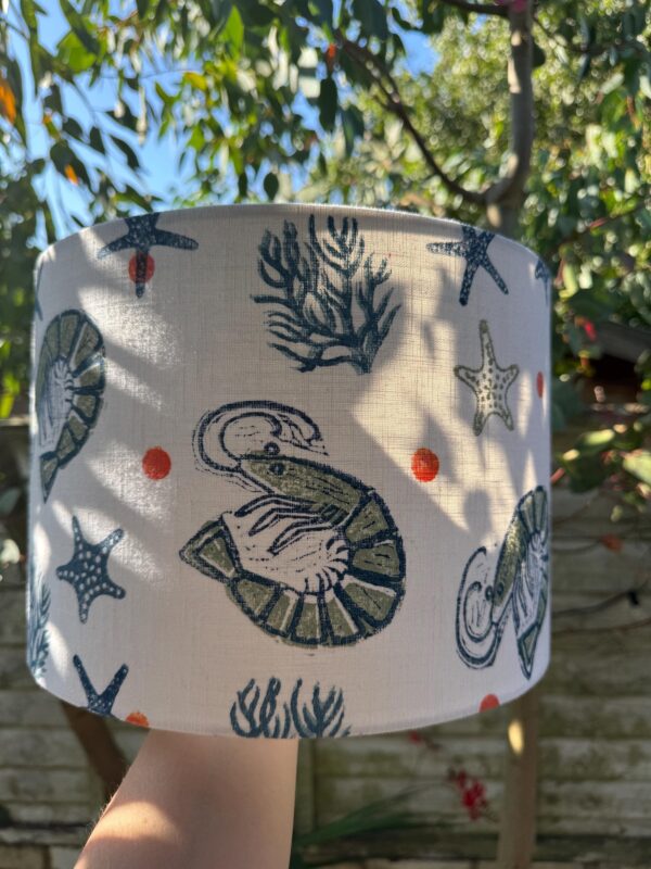 Ex-Display Shrimp Printed Drum Lampshade - Image 3