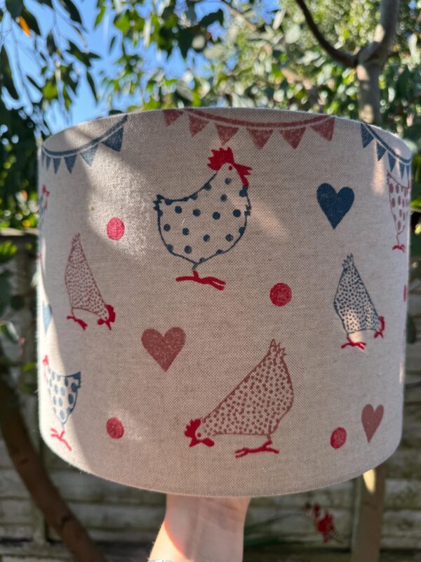 Ex-Display Chickens Printed Drum Lampshade - Image 3