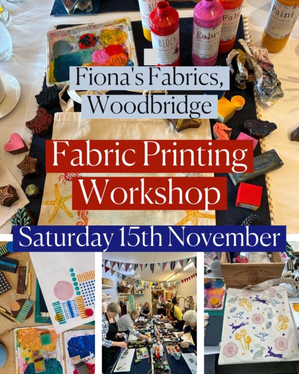 Fabric Printing Workshop - Fiona's Fabrics - Sat 15th November